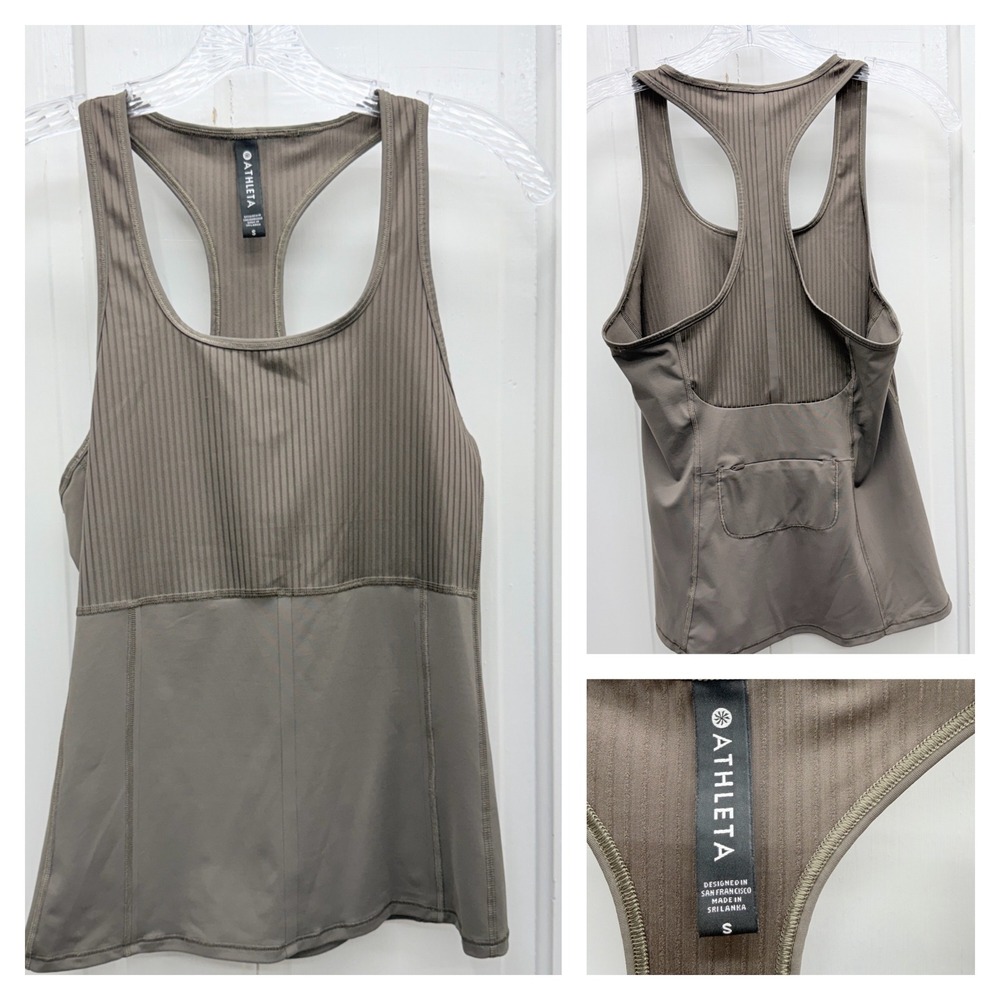 Athleta Racerback Brown Athletic Tank Top Shirt Women's Small Ribbed